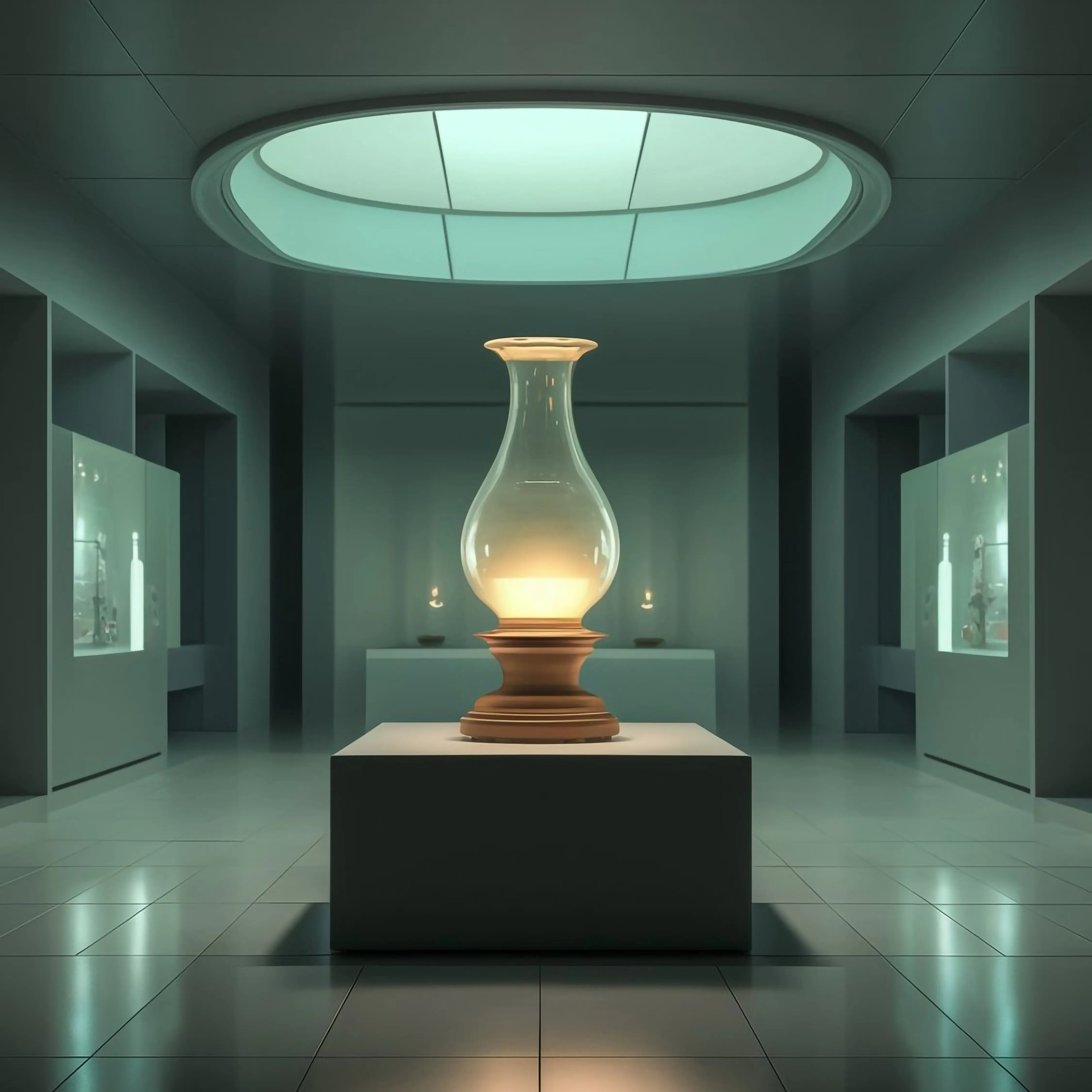 Ein Raum mit einer Vase, auf der das Wort „Vase“ steht.