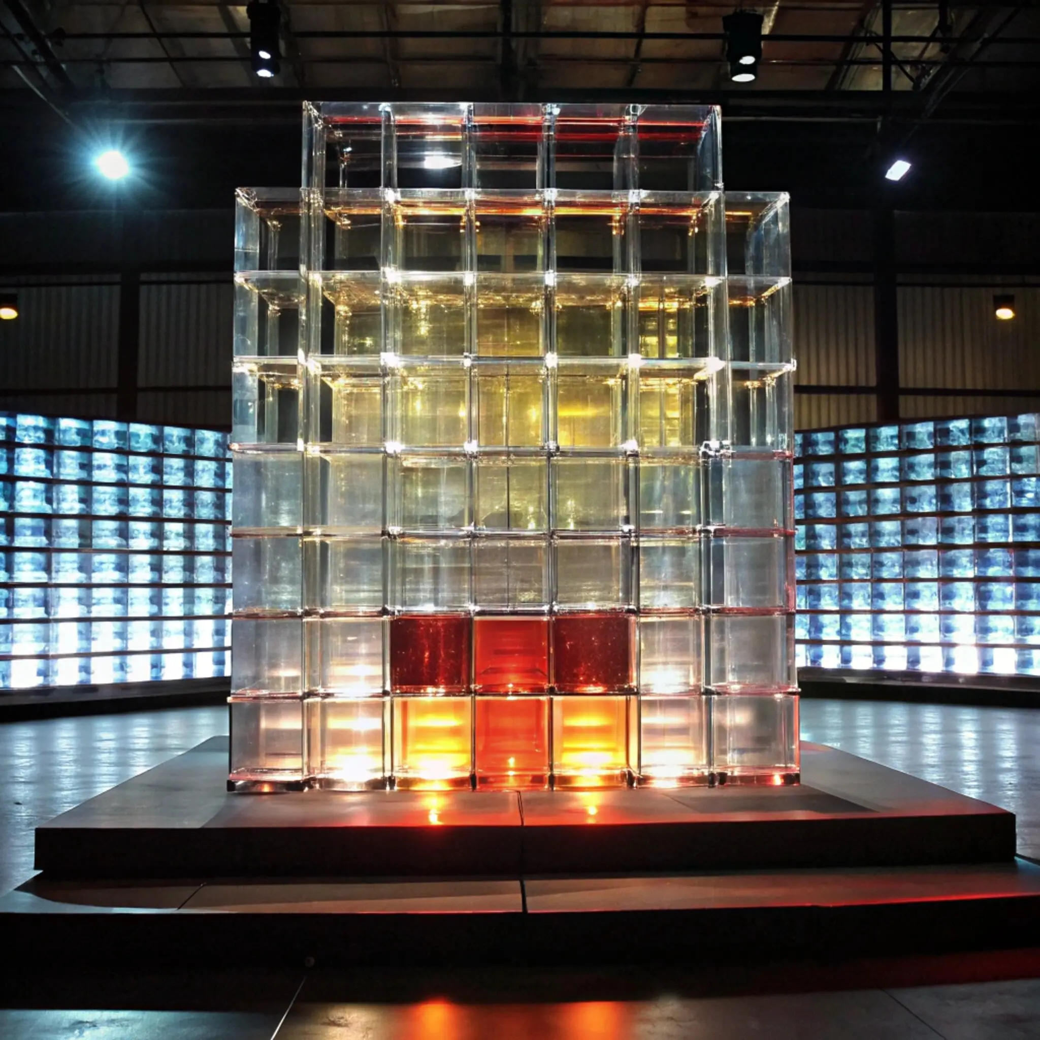 Weißes Produktpodest mit grünen tropischen Palmblättern und goldenem Rundbogen vor grünem Hintergrund.